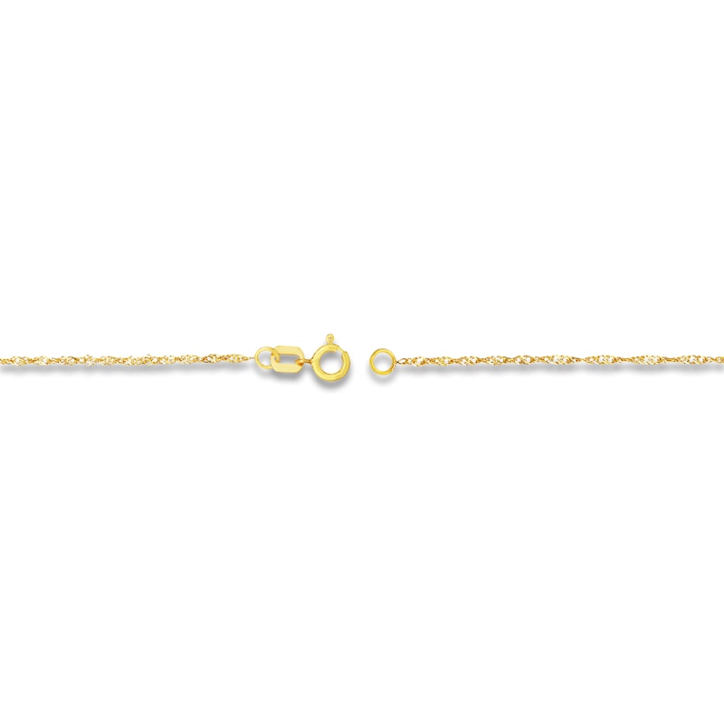 Solid Singapore Chain Necklace 14K Yellow Gold 16" 1.15mm