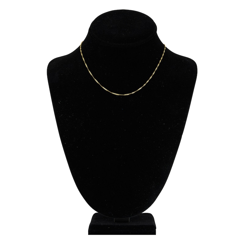 Solid Singapore Chain Necklace 14K Yellow Gold 16" 1.15mm