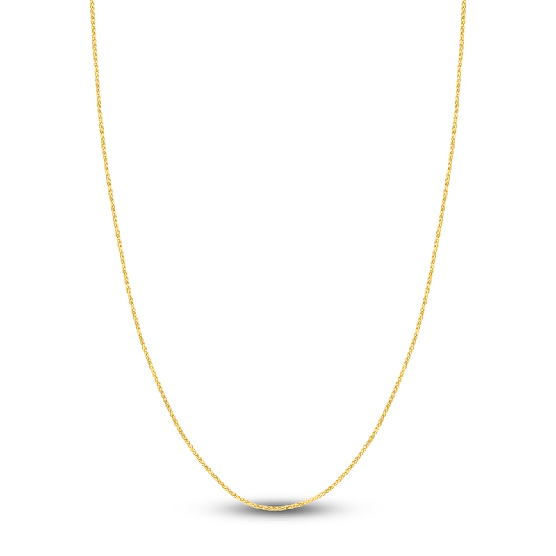 Round Solid Wheat Chain Necklace 14K Gold 24" 1.5mm