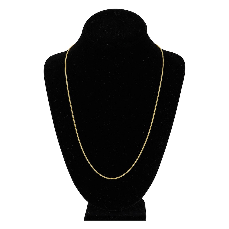 Round Solid Wheat Chain Necklace 14K Yellow Gold 24" 1.5mm