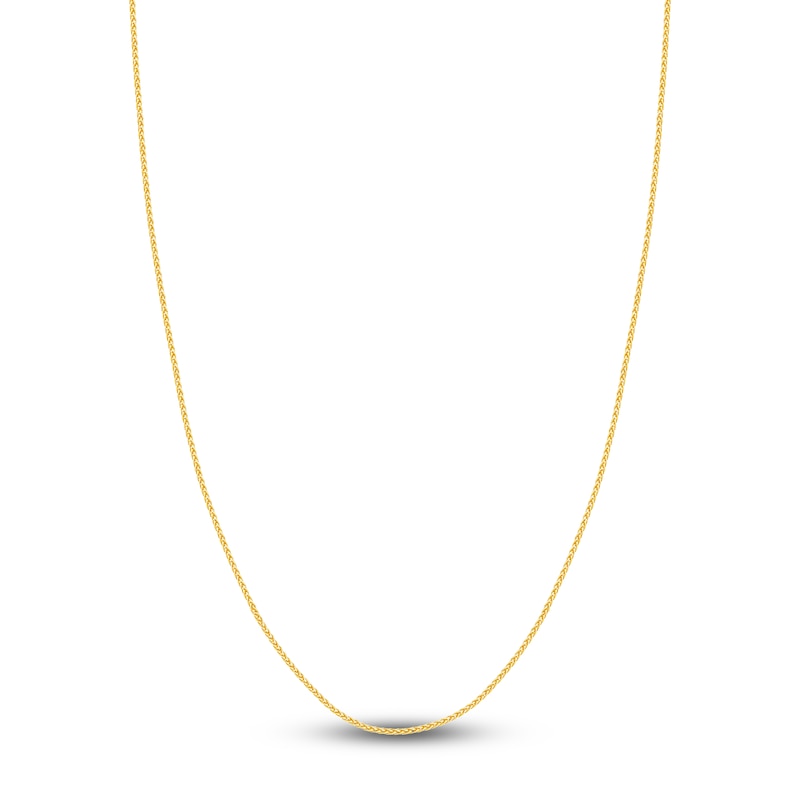 Round Solid Wheat Chain Necklace 14K Yellow Gold 18" 1.5mm