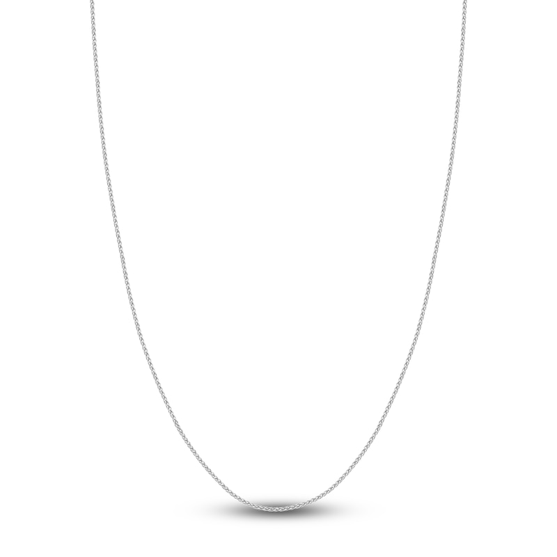 Round Solid Wheat Chain Necklace 14K White Gold 24" 1.5mm