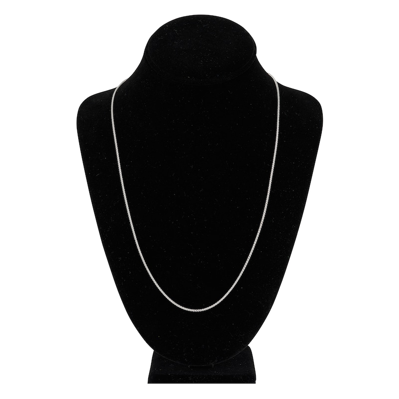 Round Solid Wheat Chain Necklace 14K White Gold 24" 1.5mm