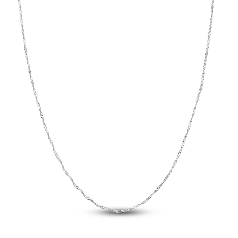 Solid Singapore Chain Necklace 14K Gold 18" 1.4mm