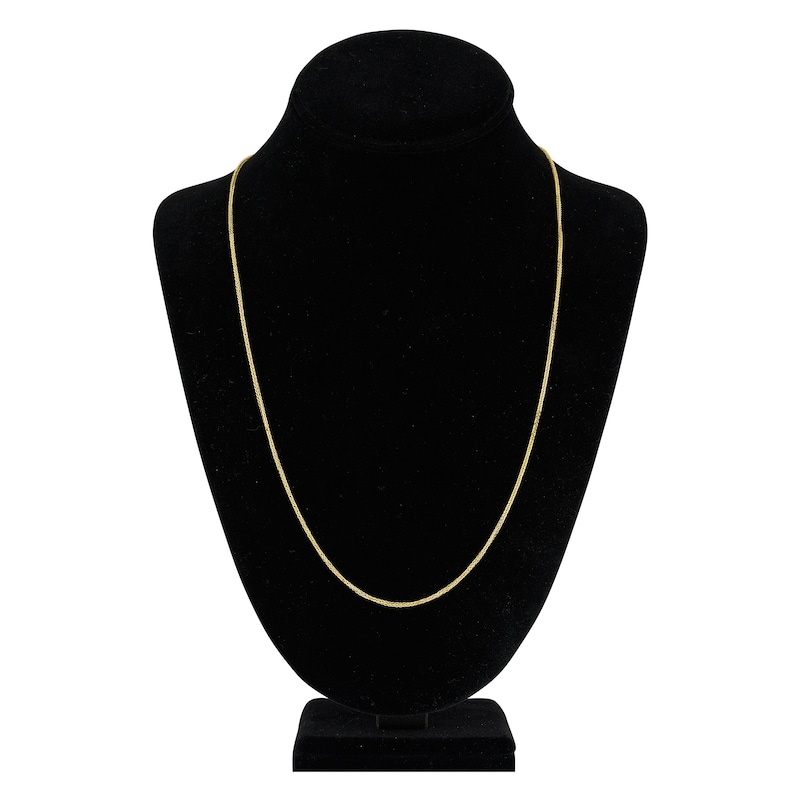 Square Solid Wheat Chain Necklace 14K Yellow Gold 24" 1.25mm