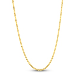 Square Solid Wheat Chain Necklace 14K Yellow Gold 18&quot; 1.25mm