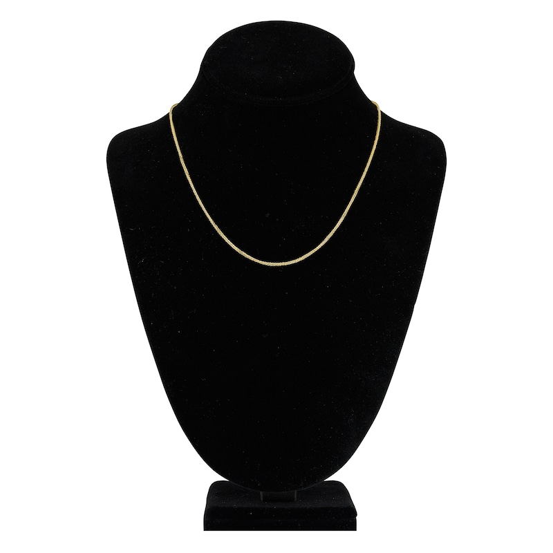Square Solid Wheat Chain Necklace 14K Yellow Gold 18" 1.25mm