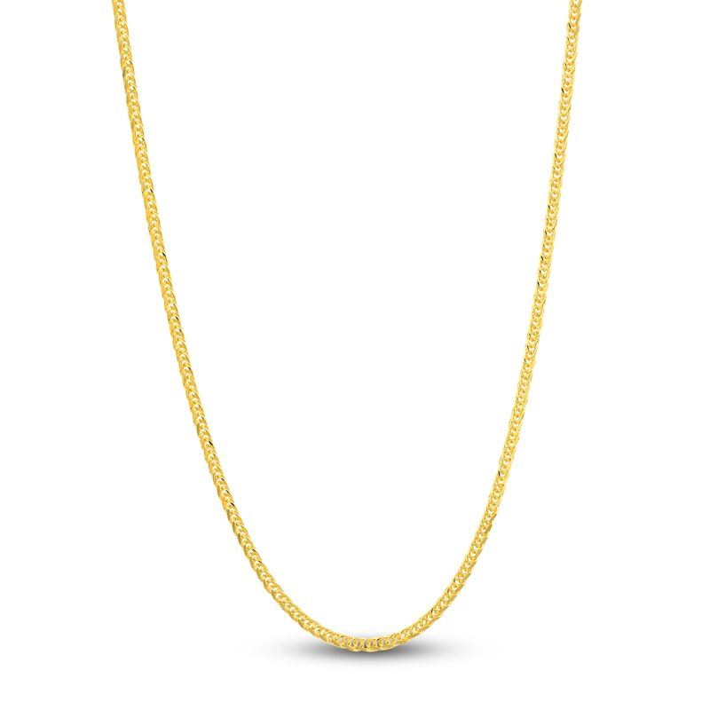 Square Solid Wheat Chain Necklace 14K Yellow Gold 16" 1.25mm