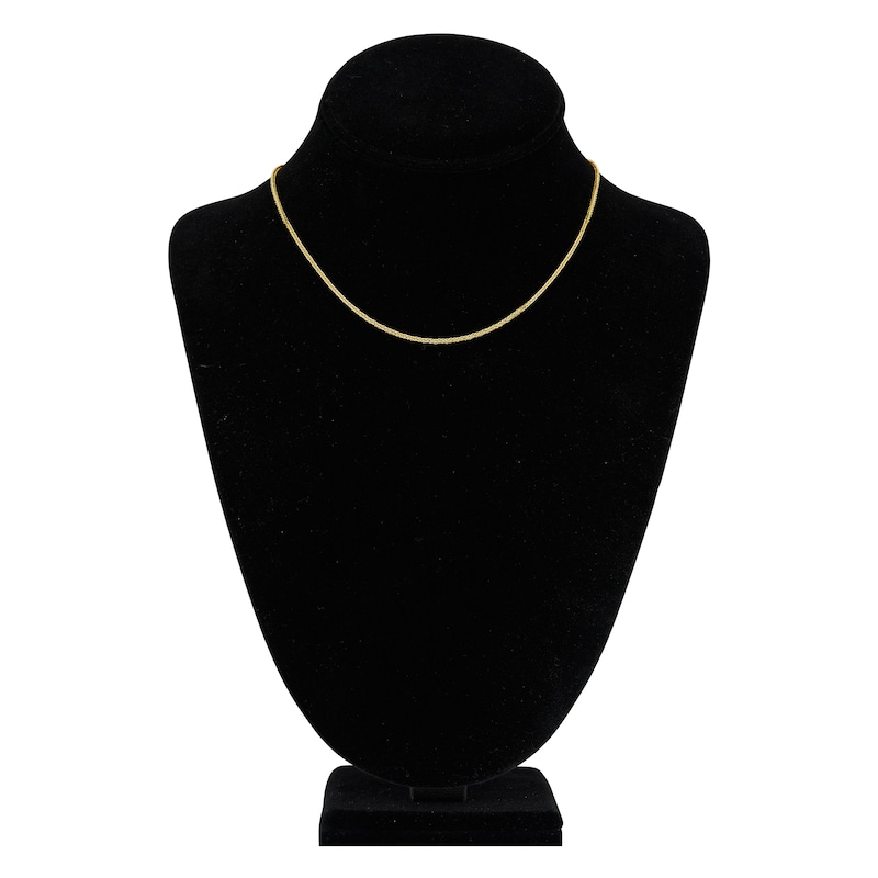 Square Solid Wheat Chain Necklace 14K Yellow Gold 16" 1.25mm