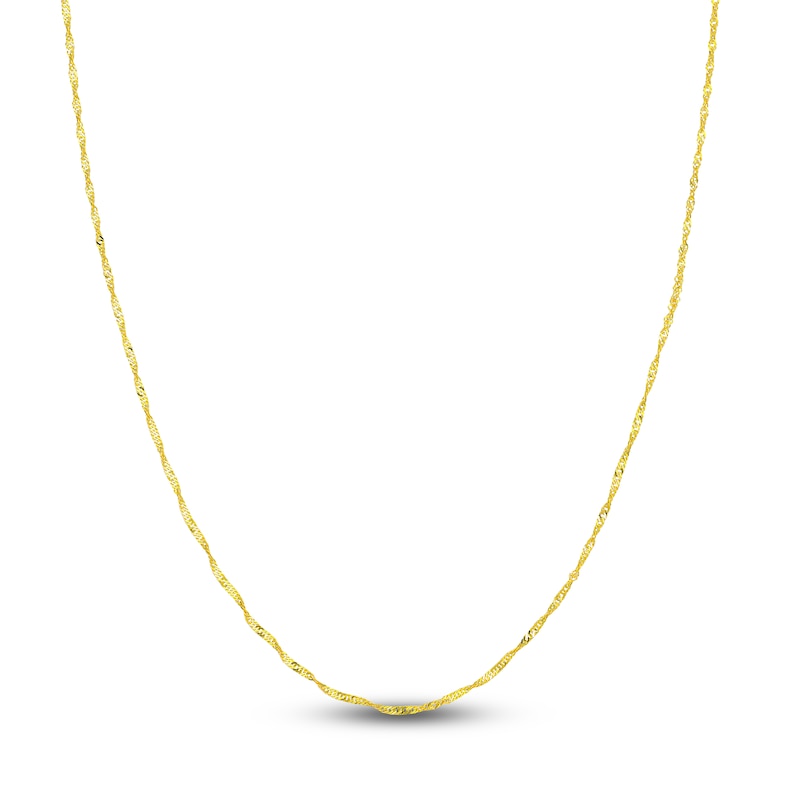 Main Image 1 of Solid Singapore Chain Necklace 14K Yellow Gold 16&quot; 1.4mm