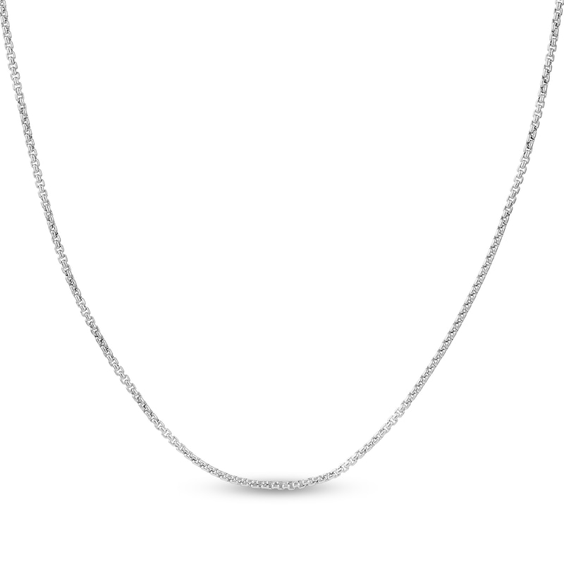 Hollow Round Box Chain Necklace 14K White Gold 16" 1.8mm