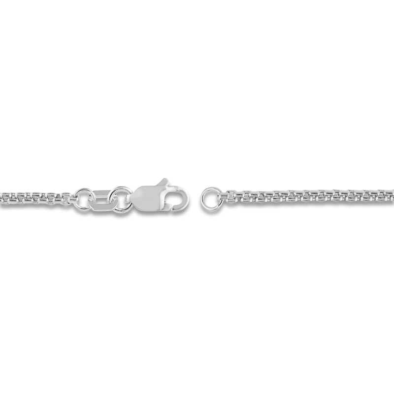Hollow Round Box Chain Necklace 14K White Gold 16" 1.8mm