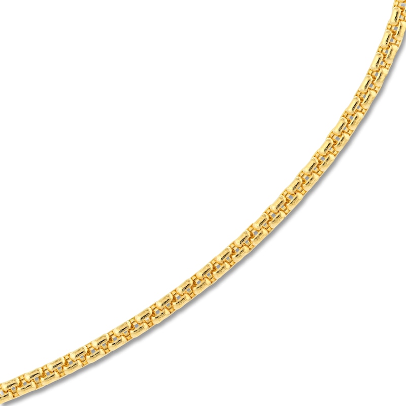 Hollow Round Box Chain Necklace 14K Yellow Gold 20" 1.8mm