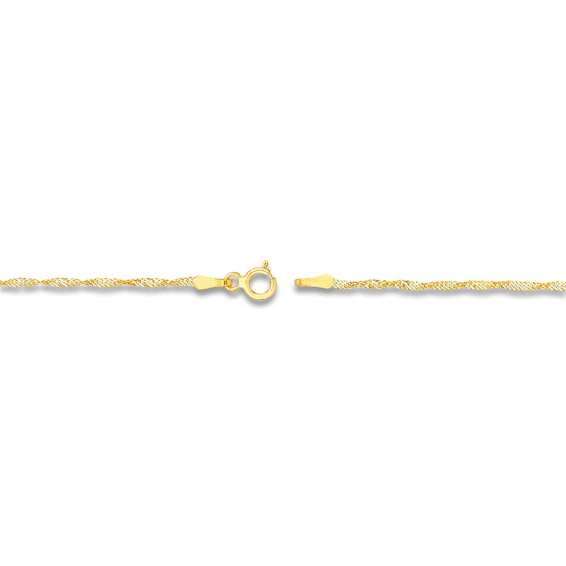 Solid Singapore Chain Necklace 14K Yellow Gold 24" 1.4mm