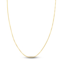 Hollow Round Box Chain Necklace 14K Yellow Gold 24&quot; 1.8mm