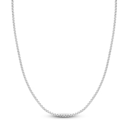 Hollow Round Box Chain Necklace 14K White Gold 16&quot; 2.6mm