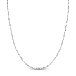 Hollow Round Box Chain Necklace 14K White Gold 18&quot; 2.6mm