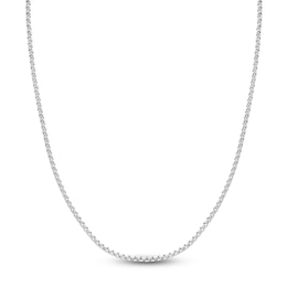 Hollow Round Box Chain Necklace 14K White Gold 20&quot; 2.6mm