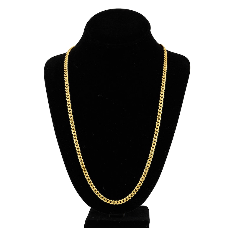 Main Image 4 of Solid Curb Link Necklace 14K Yellow Gold 26&quot; 5mm