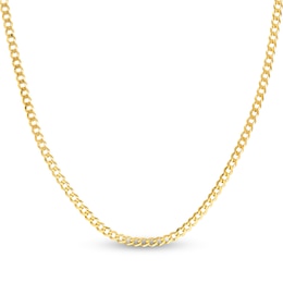 Light Solid Curb Link Necklace 14K Yellow Gold 20&quot; 3.7mm