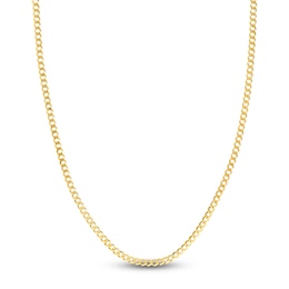 Light Solid Curb Link Necklace 14K Yellow Gold 24&quot; 3.7mm