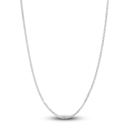 Square Solid Wheat Chain Necklace 14K White Gold 18&quot; 1mm