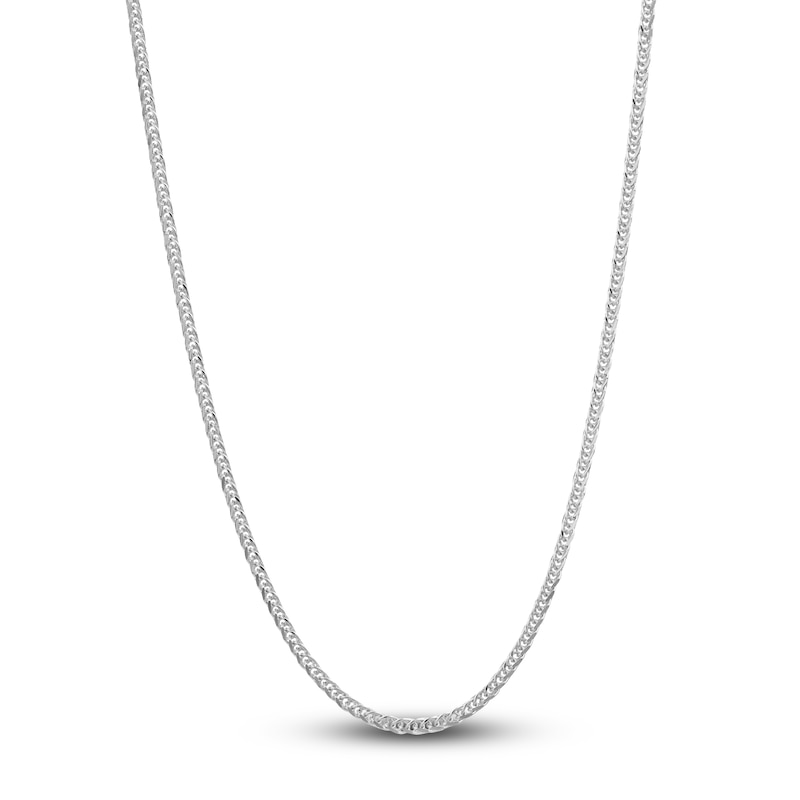 Square Solid Wheat Chain Necklace 14K White Gold 18" 1.25mm