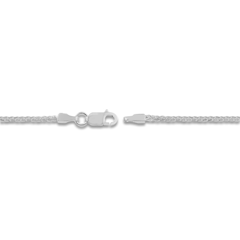 Square Solid Wheat Chain Necklace 14K White Gold 18" 1.25mm