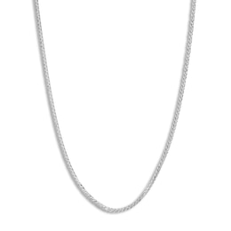 Square Solid Wheat Chain Necklace 14K White Gold 16&quot; 1mm