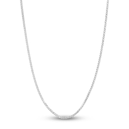 Square Solid Wheat Chain Necklace 14K White Gold 20&quot; 1mm