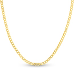 Light Solid Curb Link Necklace 14K Yellow Gold 22&quot; 4.4mm