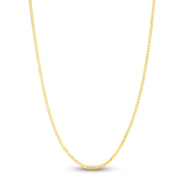 Square Solid Wheat Chain Necklace 14K Yellow Gold 18&quot; 1mm