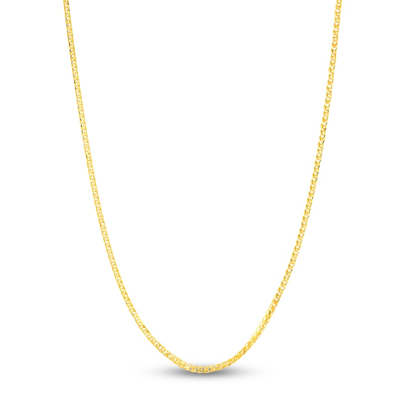 Main Image 1 of Square Solid Wheat Chain Necklace 14K Yellow Gold 18&quot; 1mm