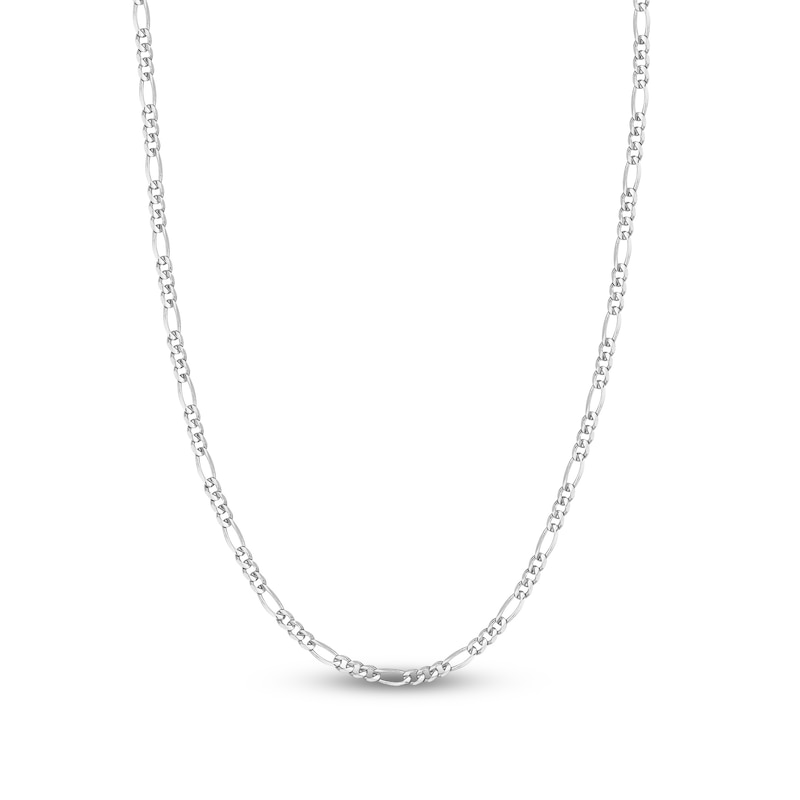 Solid Figaro Chain Necklace 14K White Gold 18" 3.9mm