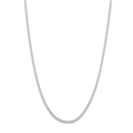 Diamond-Cut Round Solid Wheat Chain Necklace 14K White Gold 18&quot; 1.05mm