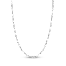 Solid Figaro Chain Necklace 14K White Gold 22&quot; 3.9mm