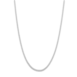 Diamond-Cut Round Solid Wheat Chain Necklace 14K White Gold 24&quot; 1.05mm