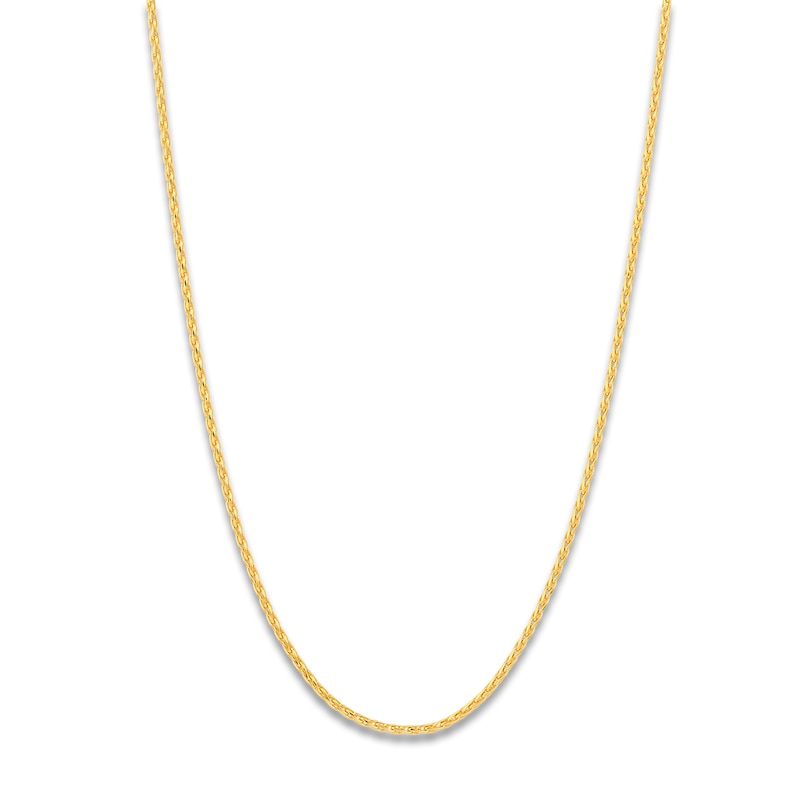 Diamond-Cut Round Solid Wheat Chain Necklace 14K Yellow Gold 18" 1.05mm