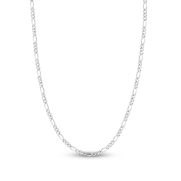 Solid Figaro Chain Necklace 14K White Gold 24&quot; 3.9mm