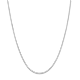 Round Solid Wheat Chain Necklace 14K White Gold 18&quot; 1.05mm