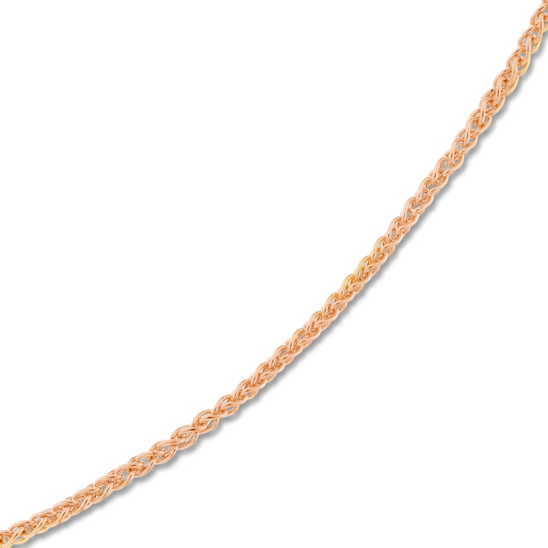 Main Image 2 of Round Solid Wheat Chain Necklace 14K Rose Gold 18&quot; 1.05mm