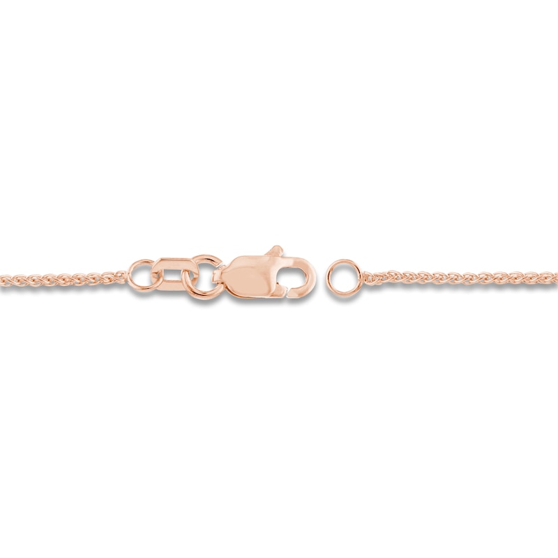 Main Image 3 of Round Solid Wheat Chain Necklace 14K Rose Gold 18&quot; 1.05mm