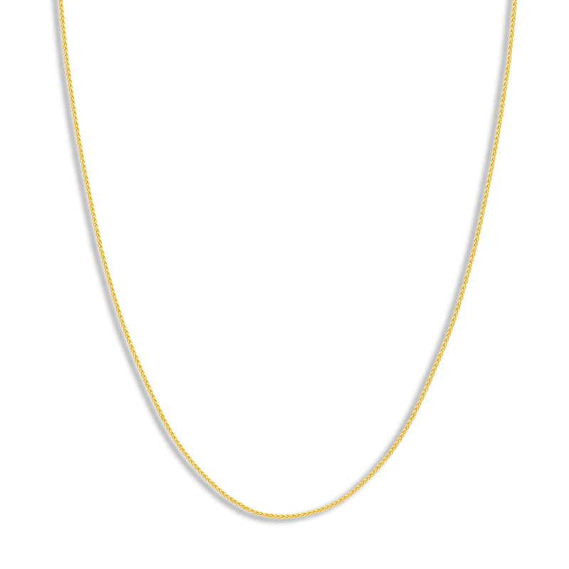 Main Image 1 of Round Solid Wheat Chain Necklace 14K Yellow Gold 16&quot; 1.05mm