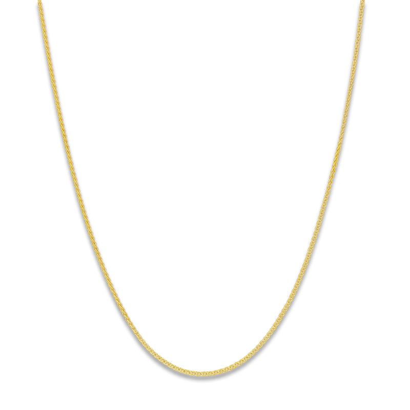 Round Solid Wheat Chain Necklace 14K Yellow Gold 18" 1.05mm