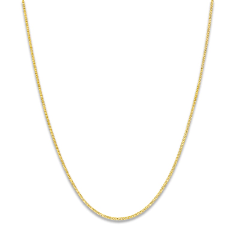 Main Image 1 of Round Solid Wheat Chain Necklace 14K Yellow Gold 20&quot; 1.05mm