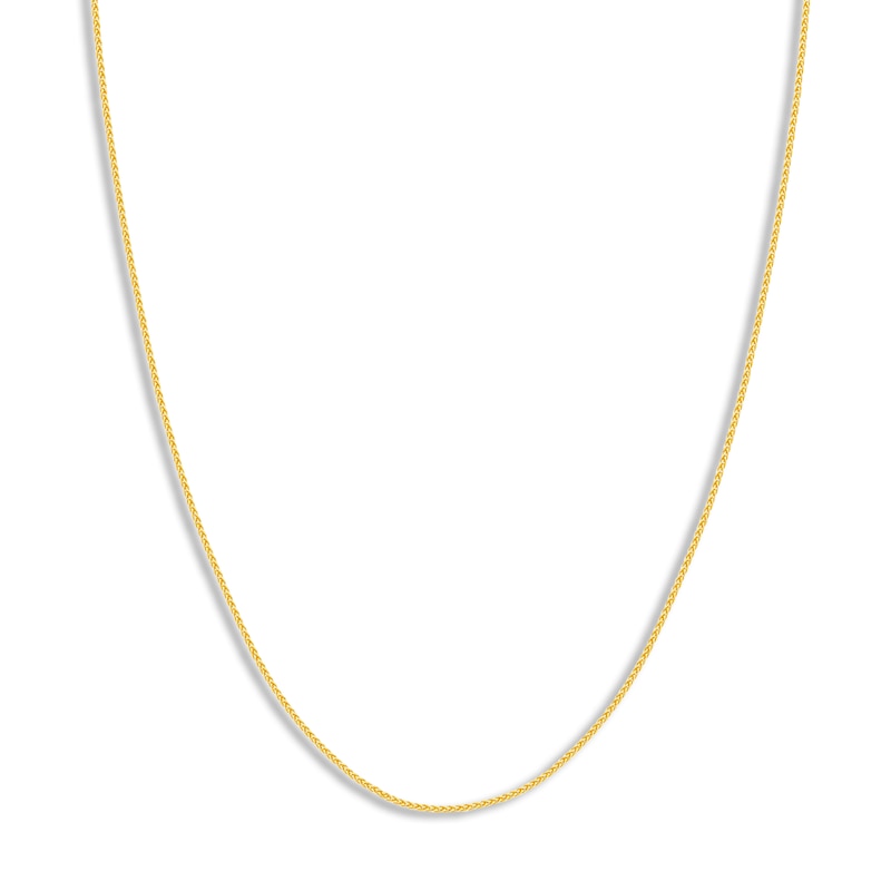 Main Image 1 of Round Solid Wheat Chain Necklace 14K Yellow Gold 24&quot; 1.05mm