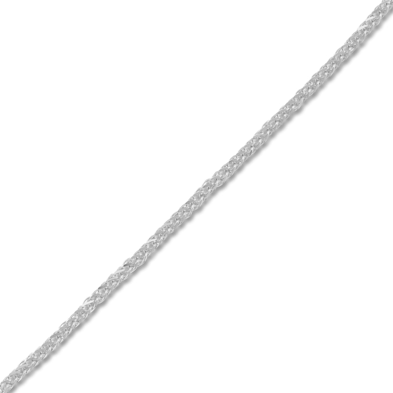 Square Solid Wheat Chain Necklace 14K White Gold 18" 0.85mm