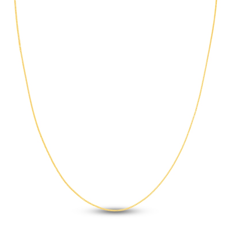 Square Solid Wheat Chain Necklace 14K Yellow Gold 20" 0.85mm