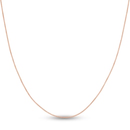 Round Solid Wheat Chain Necklace 14K Rose Gold 18&quot; 1.05mm