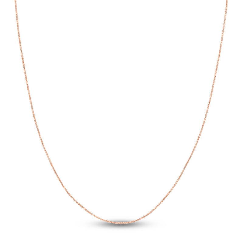 Main Image 1 of Round Solid Wheat Chain Necklace 14K Rose Gold 18&quot; 1.05mm